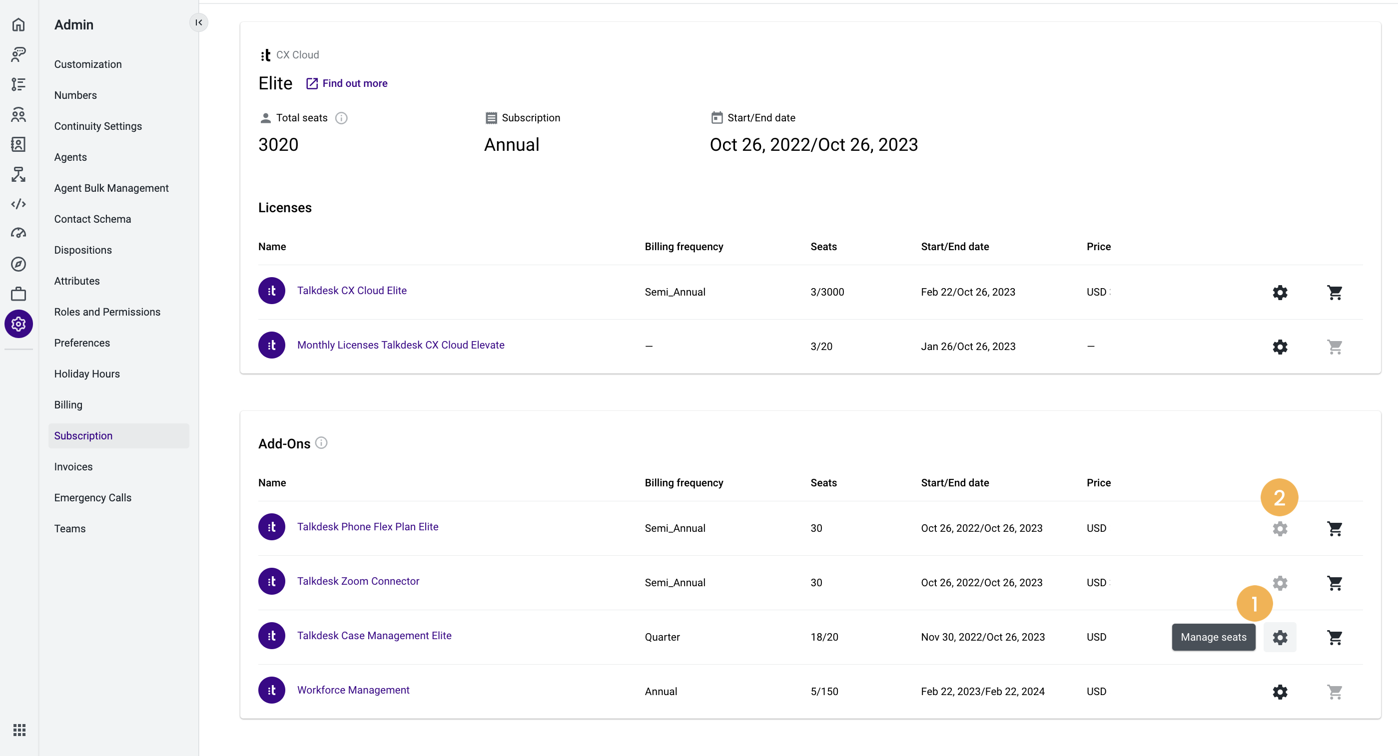 Subscription Tab, Adding Licenses, and Managing Seats – Knowledge Base