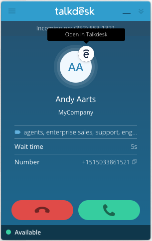 Receiving a Call - Talkdesk Support