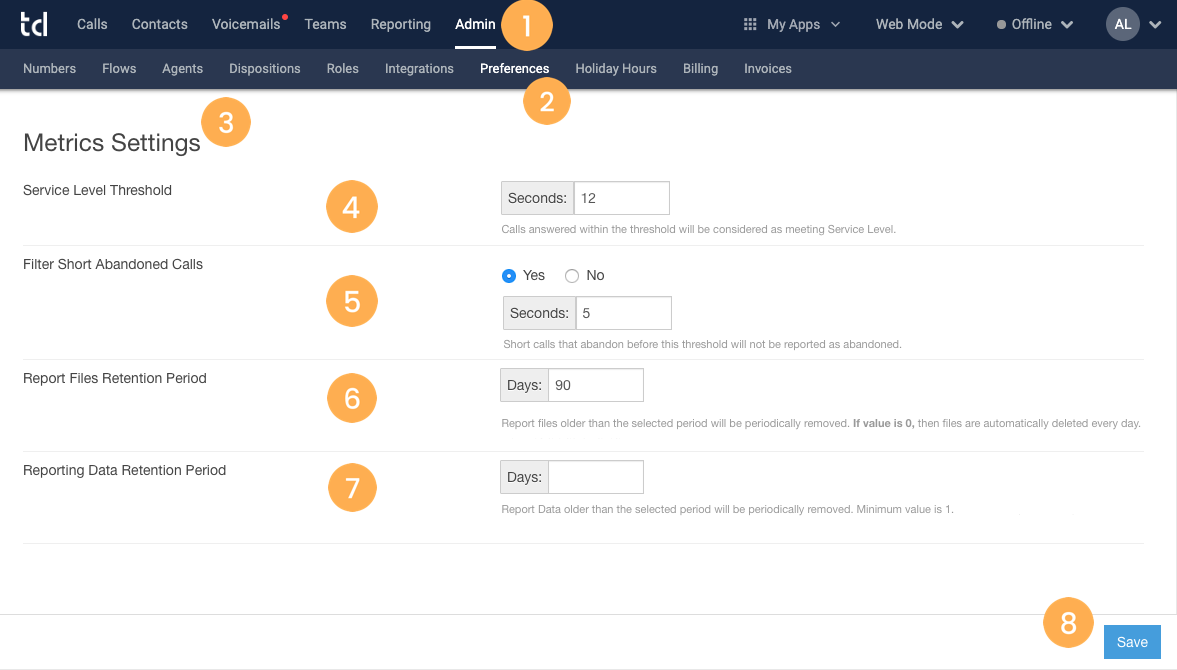 shift admin preferences