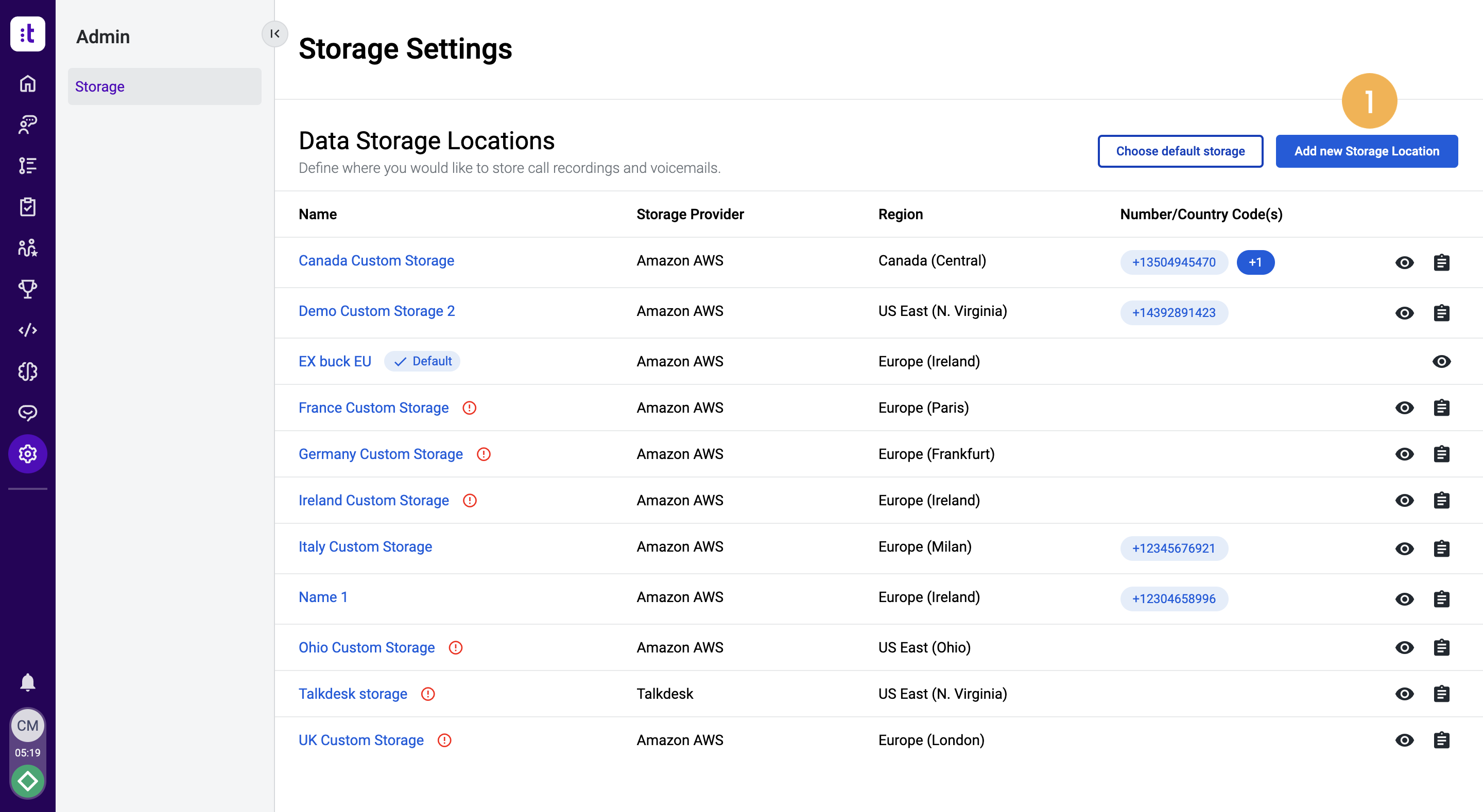 Custom Storage Locations