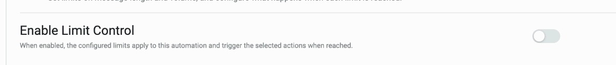 The Enable Limit Control toggle.
